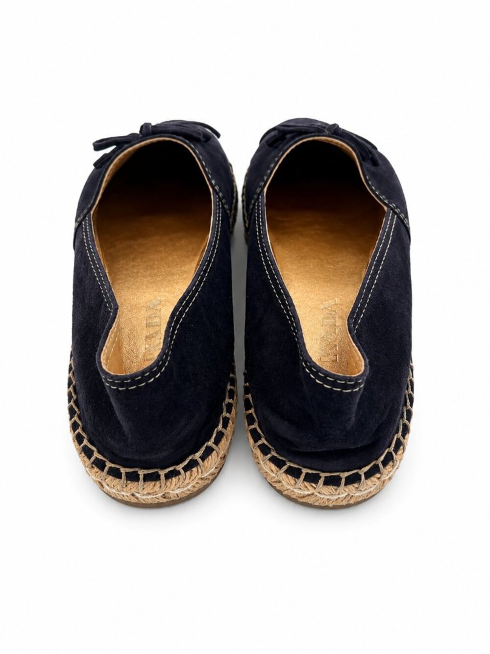 Prada Navy Suede Espadrille Flats | Size EU 36 | Logo Ballet Loafers - Picture 4 of 6